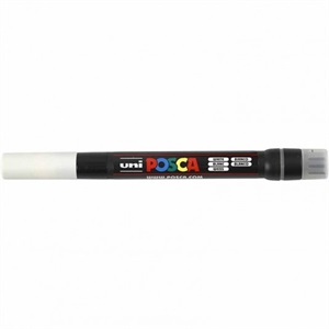Uni Posca Tusch, 1-10 mm streg, hvid, brush, 1 stk.