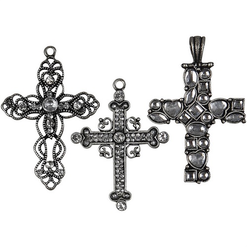 Kors, antik sølv, vedhæng