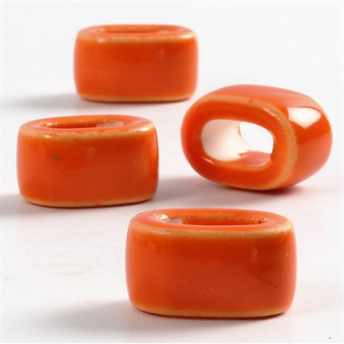 Keramik link, perler, orange, flad